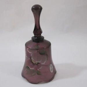 Vintage Fenton Purple Handpainted Bell Signed by Sue Jackson